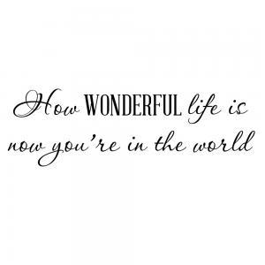 How Wonderful Life Is Now You're In..
