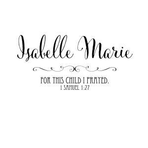 Personalized Nursery Baby Name With 1 Samuel 1: 27..