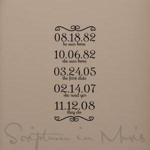 Love Story Personalized Dates Vinyl Decal