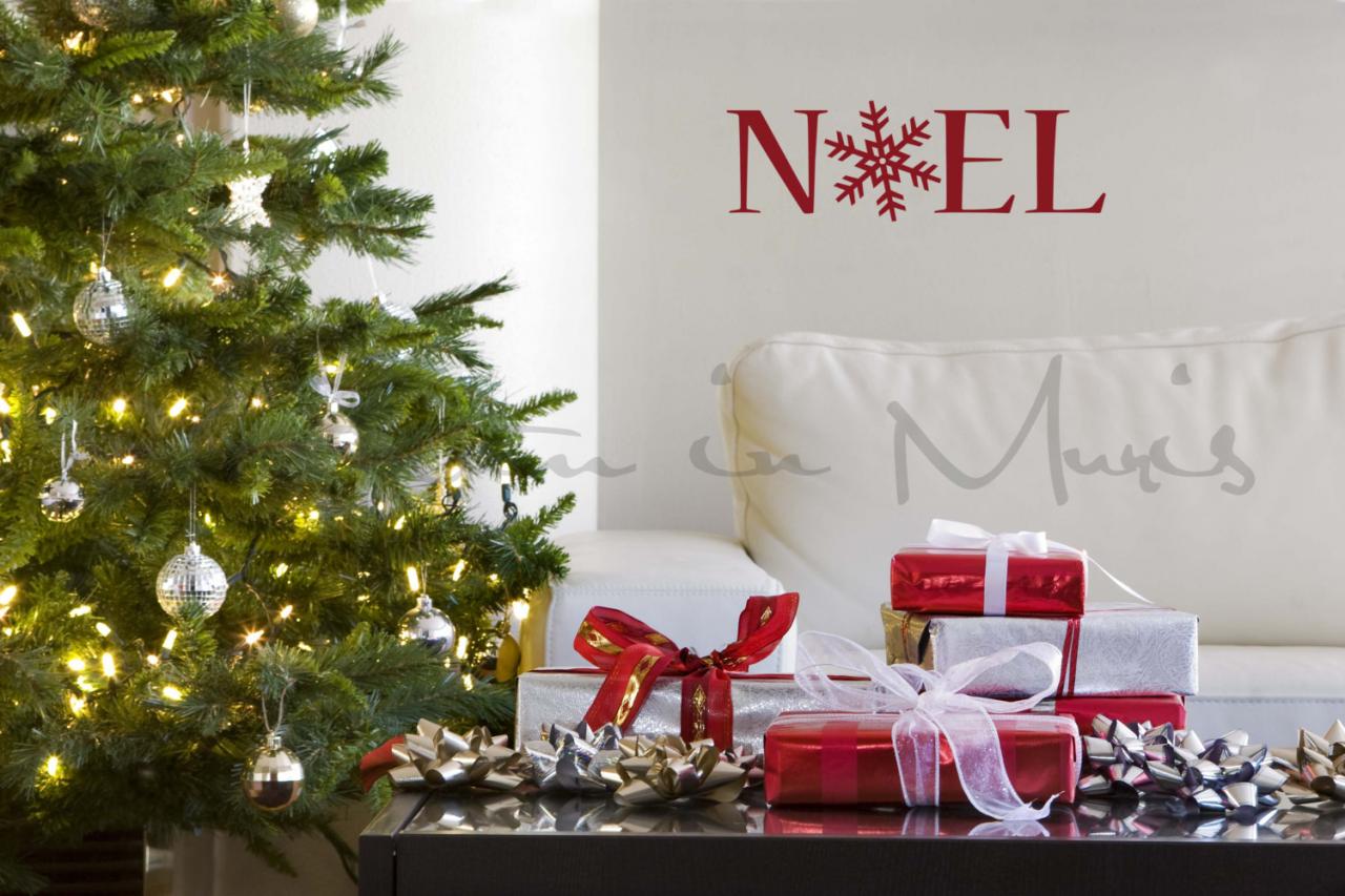 Noel With Snowflake - Christmas, Holiday And Seasonal Vinyl Decal